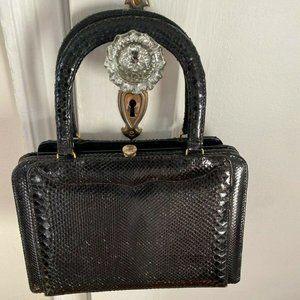 Vintage Snakeskin Black Bag